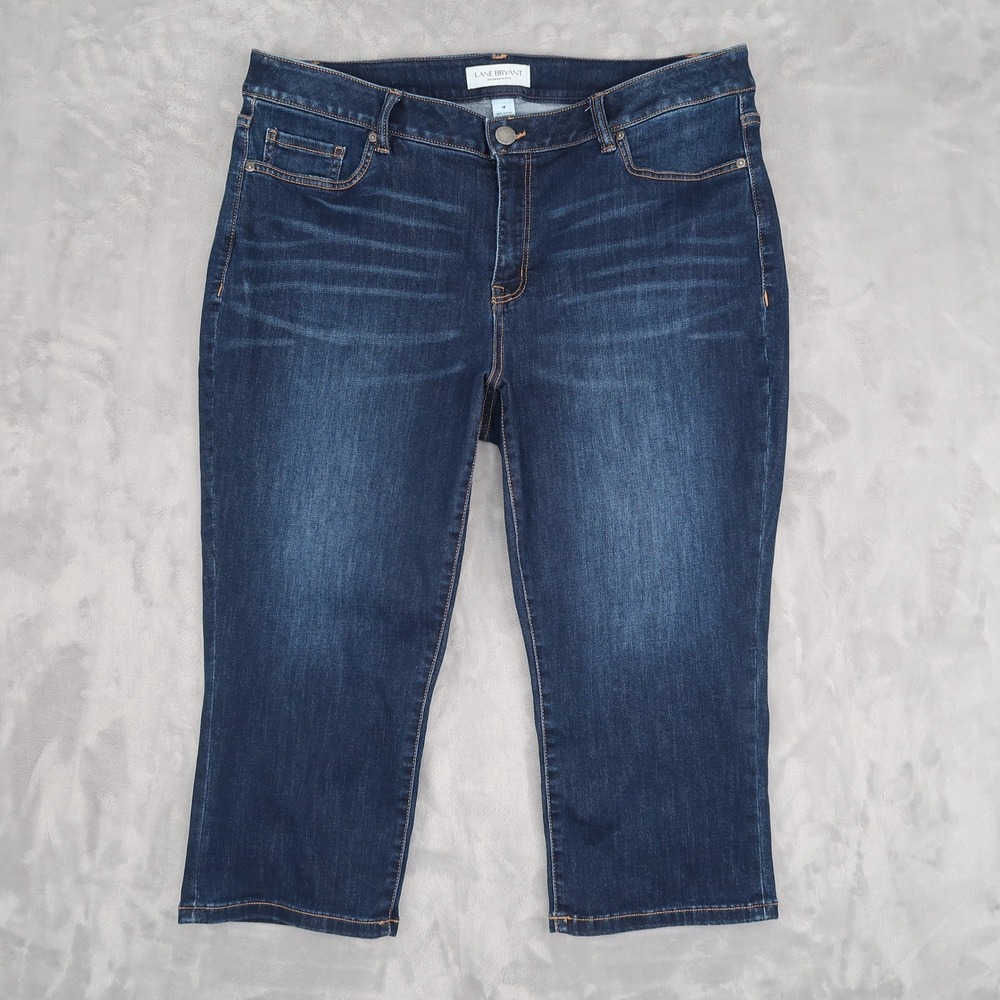 Lane Bryant Capri Jeans Womens 18 Blue Dark Wash Denim Cropped Stretch